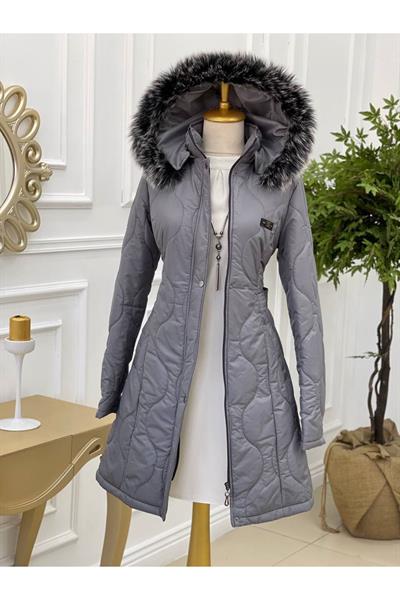 Dalga Desen Şişme Kaban 8134 Gri