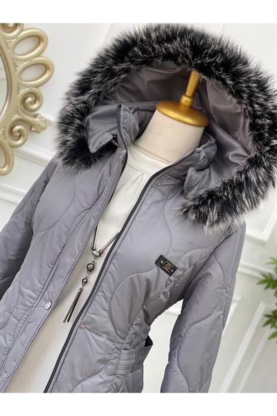 Dalga Desen Şişme Kaban 8134 Gri