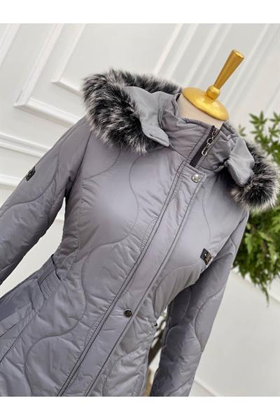 Dalga Desen Şişme Kaban 8134 Gri
