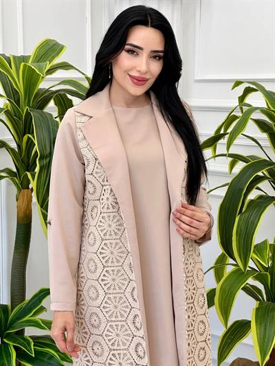 Dantel Detay Üçlü Takım 6134 t-24 Bej