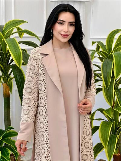 Datel Detay Abaya Takım 6124 t-24 Bej