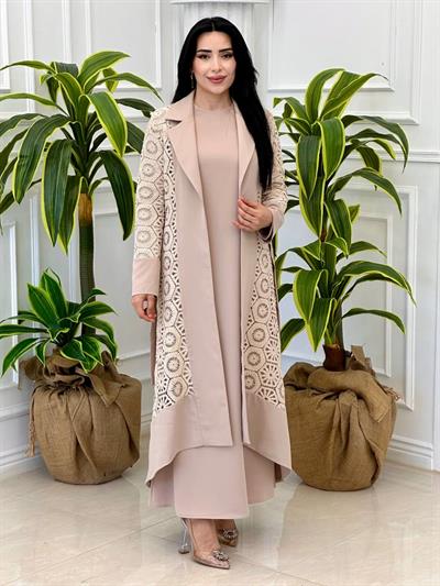 Datel Detay Abaya Takım 6124 t-24 Bej