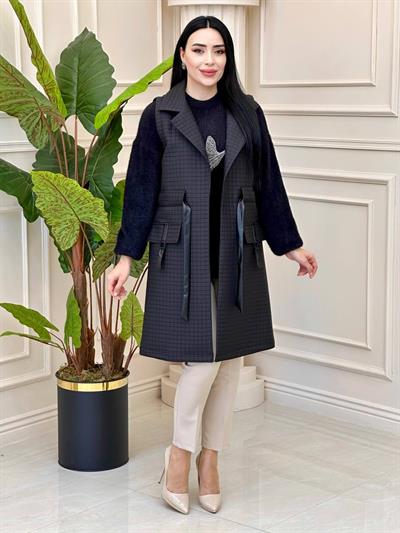 Deri Bağçık Kapitone Yelek 4524 Siyah