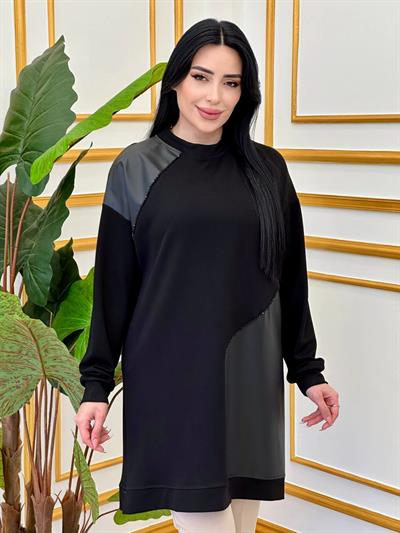 Deri Detay Oyşo Tunik 982 T-24 Siyah