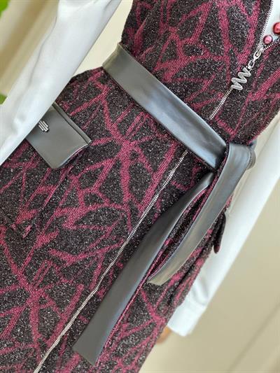 Deri Detay Simli Yelek 7512 T-25 Bordo