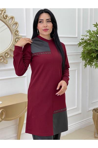 Deri Detay Tunik 688 Bordo