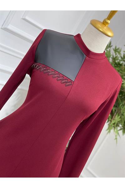Deri Detay Tunik 688 Bordo