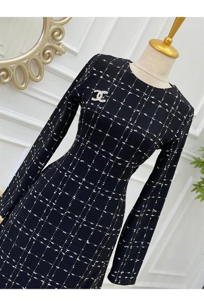 Deri Fır Fır Tüvit Elbise 715-Siyah