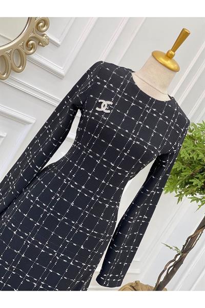 Deri Fır Fır Tüvit Elbise 715-Siyah