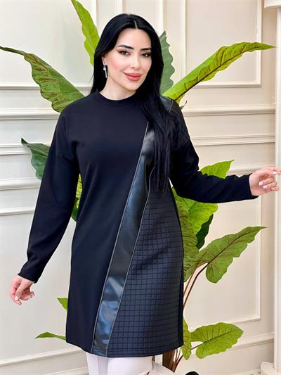 Deri Şerit Tunik 806 t-24 Siyah