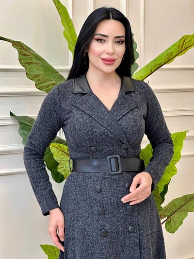 Deri Yaka Kruvaze Kap 0019 t-24 Antrasit