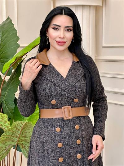 Deri Yaka Kruvaze Kap 0019 t-24 Kahve-Taba
