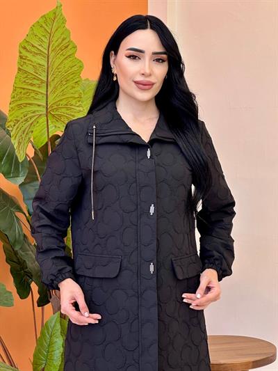 Desenli Kapitone Giy Çık 1101 T-25 Siyah