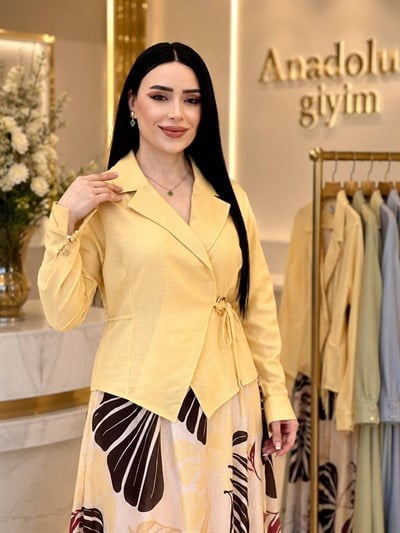Desenli Keten Etekli Takım 1204 T-26 Sarı
