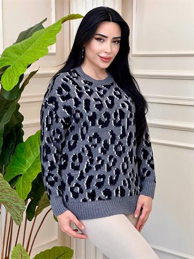 Desenli Yün Kazak 33073 t-24 İndigo