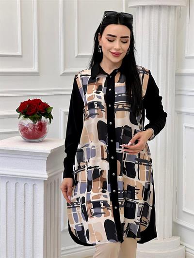Dijital Baskı Tunik 5418 t-24 Siyah