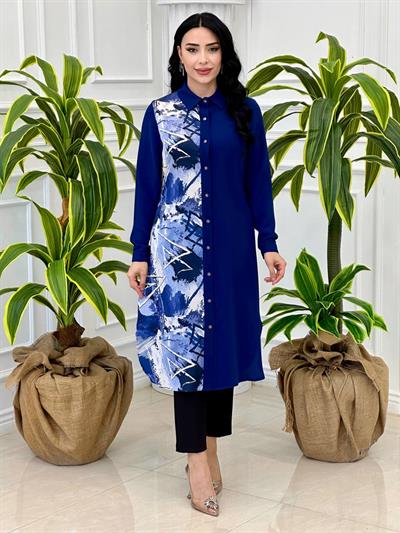 Dijital Baskı Tunik5416 Saks
