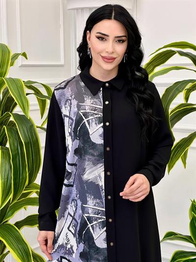 Dijital Baskı Tunik5416 Siyah