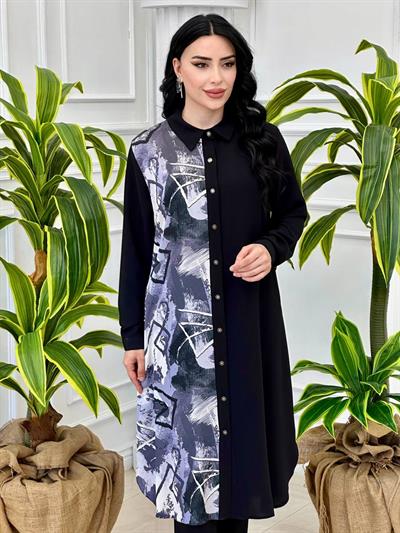 Dijital Baskı Tunik5416 Siyah