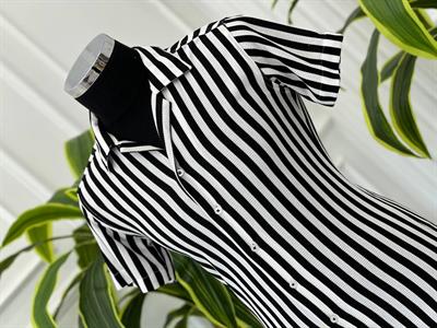 Dik Çizgi Kısa Kol Gömlek 1005 T-24 Siyah Beyaz