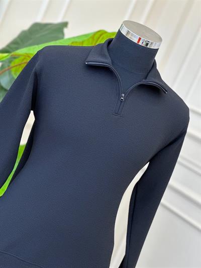 Dik Yaka Fermuarlı Sweat Lacivert