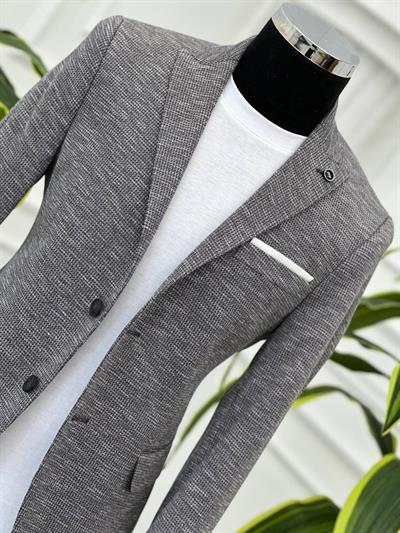 DİSSE Slim-Fit Tek Ceket 0959 T-24 Kırçıllı Gri