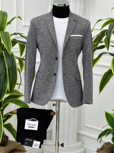 DİSSE Slim-Fit Tek Ceket 0959 T-24 Kırçıllı Gri