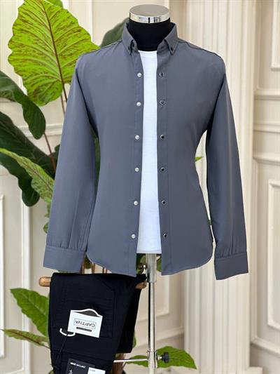 Double Kumaş Gömlek 1011 T-24 Gri