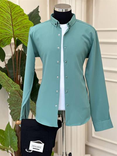 Double Kumaş Gömlek 1011 T-24 Mint yeşili