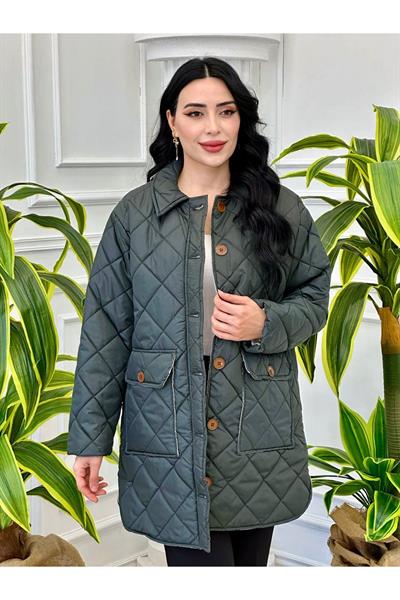 Düğmeli Kapitone Giy Çık 15137 Yeşil