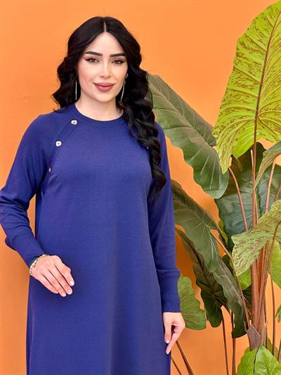 Düğmeli Reklan Kol Elbise 140307 T-25 Lacivert