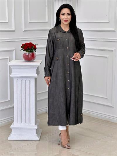 Düğmeli Spor Giy Çık 4701 T-24 Siyah