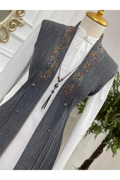 Ebruli Desen Yelek 3728 Gri