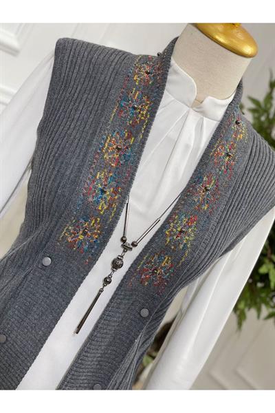 Ebruli Desen Yelek 3728 Gri