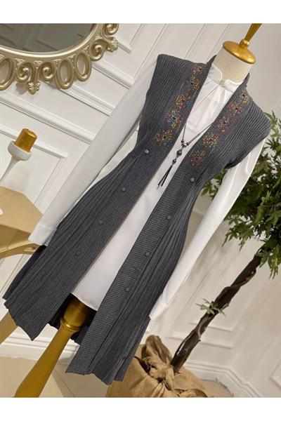 Ebruli Desen Yelek 3728 Gri