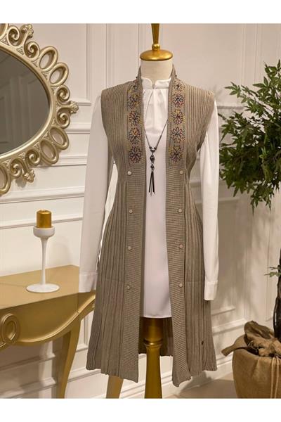 Ebruli Desen Yelek 3728 Taş