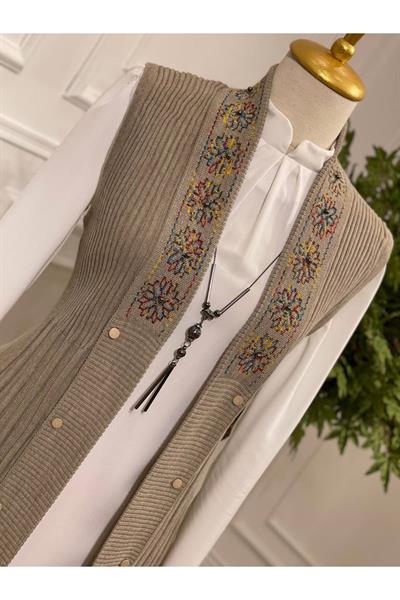 Ebruli Desen Yelek 3728 Taş