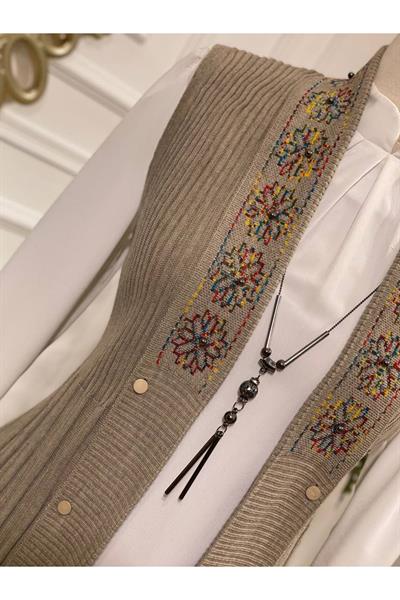 Ebruli Desen Yelek 3728 Taş