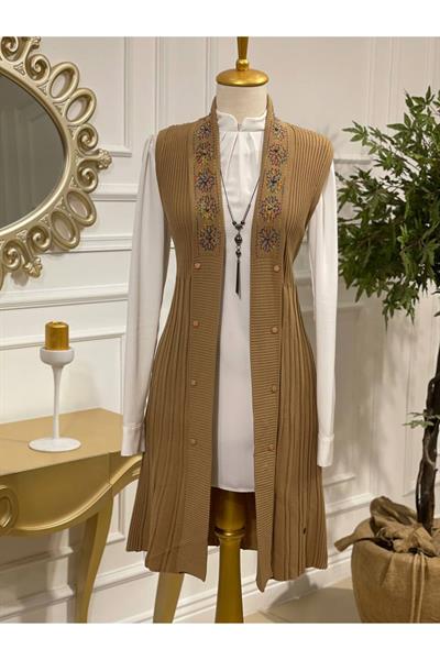 Ebruli Desen Yelek 3728 Vizon