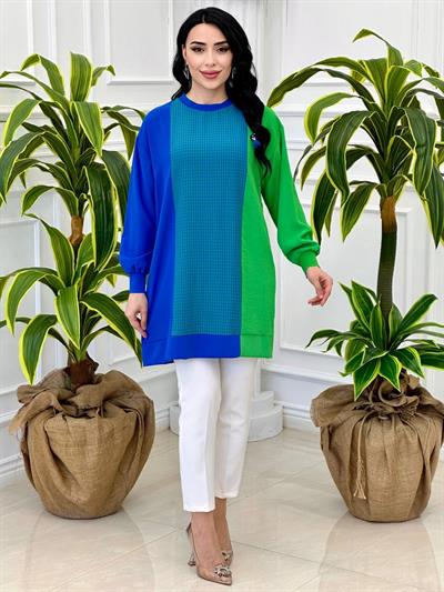 Ekose Bloklu Tunik 10258 t-24 Saks
