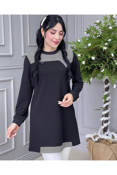 Ekose Detay Tunik 575 Siyah