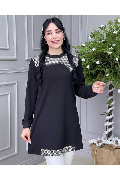 Ekose Detay Tunik 575 Siyah