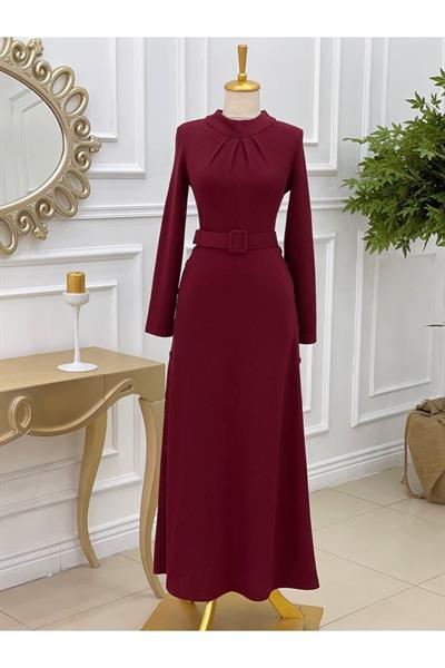 Etegi Düğmeli Elbise 3178 Bordo