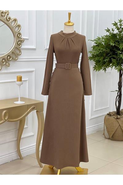 Etegi Düğmeli Elbise 3178 Camel