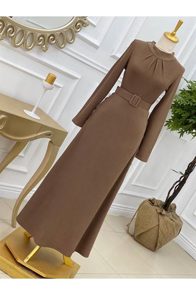 Etegi Düğmeli Elbise 3178 Camel
