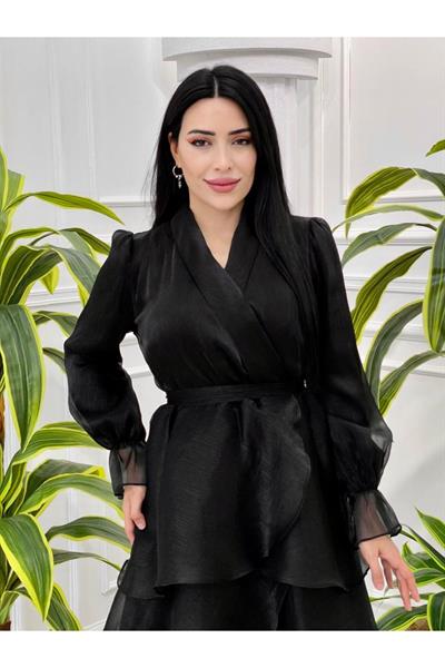 Eteği Katlı Jan Jan Elbise 3872 Siyah