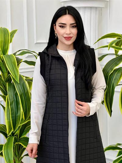 Eteği Ribanalı Yelek 3115 Siyah