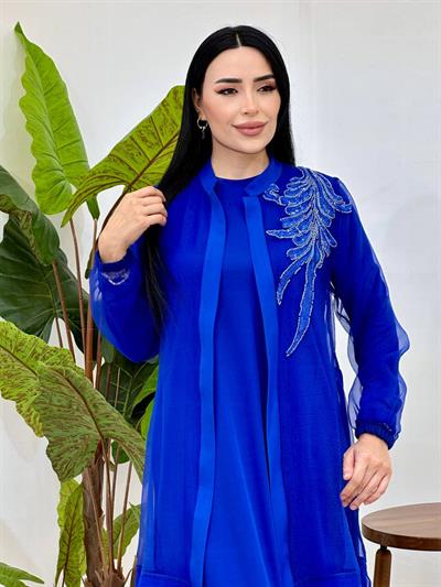 Eteği Volan Abaya Elbise 2131 T-25 Saks