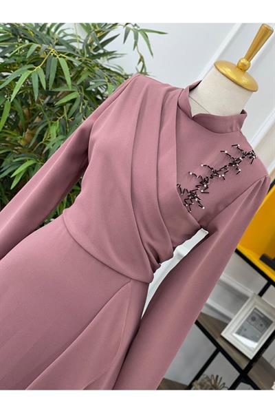 Eteği Volanlı Elbise 4063 Rose