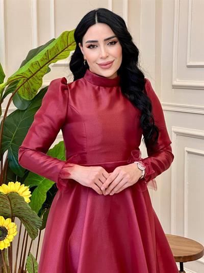 Etek Kol Uçu Tül Jan Jan Abiye  4644 E-025 Bordo